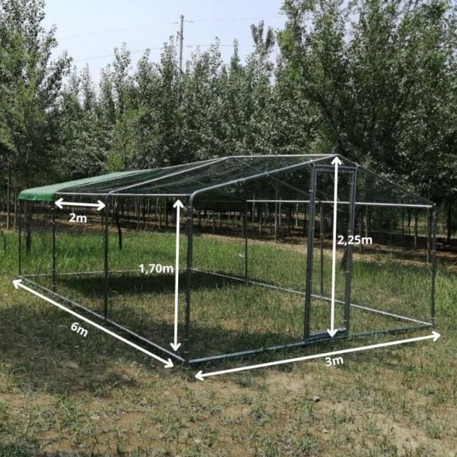 Parc à Poules - Enclos 18m² Ø38mm 6x3x2,25m - Acier Galvanisé