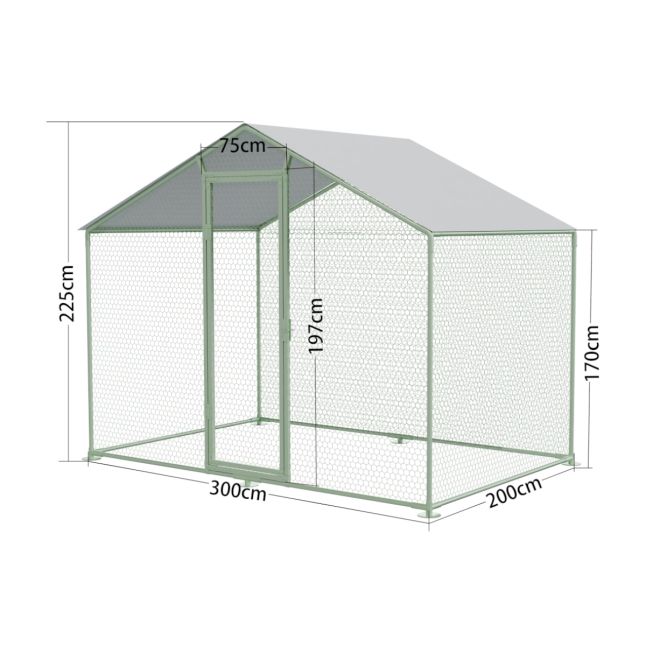 Parc à Poules - 6m² Ø38mm 2x3x2,25m - Acier Galvanisé avec bâche